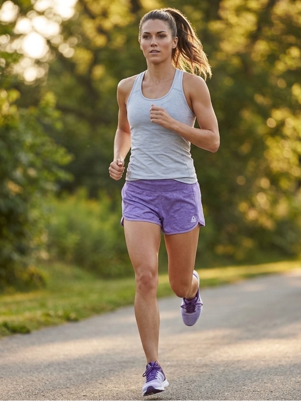 Women’s Purple Reebok Running Shorts, Size Medium, Lightweight Active Shorts